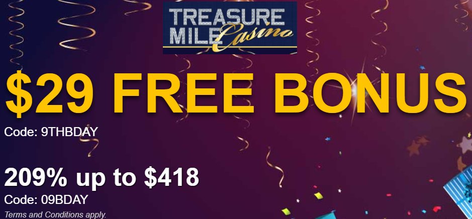 treasure mile casino no deposit bonus 2019